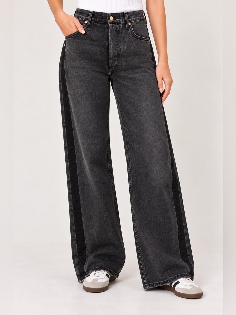 Citizens of Humanity Ayla Baggy Tuxedo Stripe Jeans Black Size 32